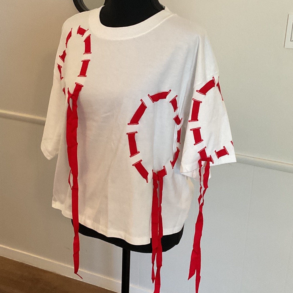 Zephyr White Tee with Red Accents